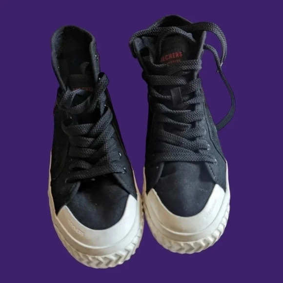 Skechers women's Street Trax Canvas Hi-Tread Casual Sneakers  size 8 blk/wht - Picture 6 of 12